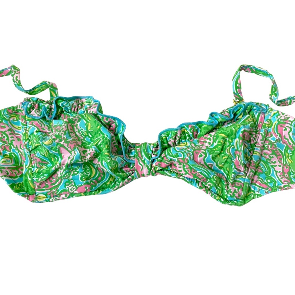 Lilly Pulitzer Women’s Ruffled Bikini Top in Chomp Chomp Alligator Print Size XS